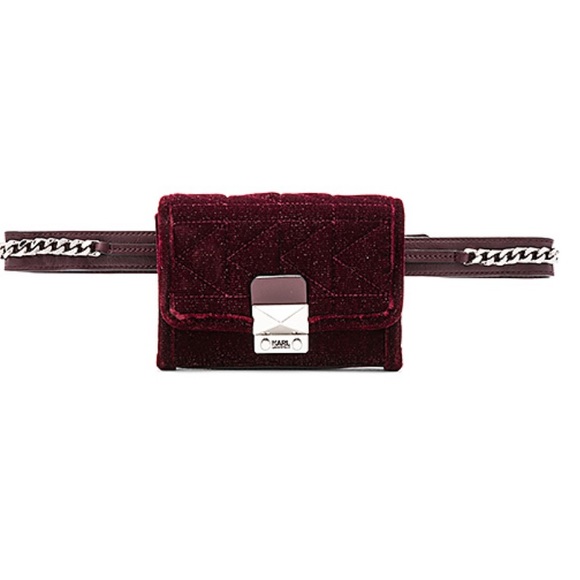 Karl Lagerfeld Handbags - NWT Karl X Kaia Velvet Bum Bag In Burgandy